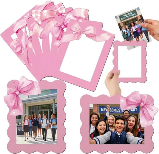 Kingdder 12 Pcs Graduation Pink Bow Magnetic Picture Frame for Refrigerator 4 x 6 Reusable Picture Frame Magnets Decorative Photo Holders for Graduation Fridge Home School Office Kitchen Locker Decor