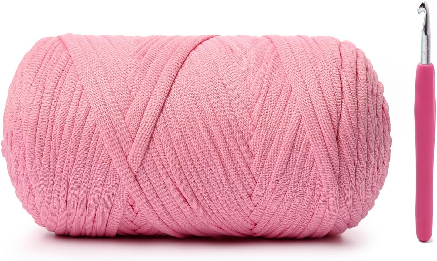 Elastic Fabric T Shirt Yarn for Crocheting，Beginner Crochet Yarns with Polyester Spandex Blend,Total 400g/114yds Soft Tshirt Yarn for Crochet Crafts/Bags/Baskets（Peach）