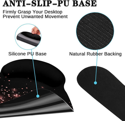 Britimes Rose Gold Pink Keyboard Mouse Pad Set Black Golden 4in1 Large Mousepad+Keyboard Wrist Rest+Mouse Wrist Rest+Coaster Ergonomic Design for Home Office Computer 35.4x15.7 inches