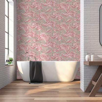 Tempaper Ballerina Pink Flamingo Removable Peel and Stick Wallpaper, 20.5 in X 16.5 ft, Made in the USA