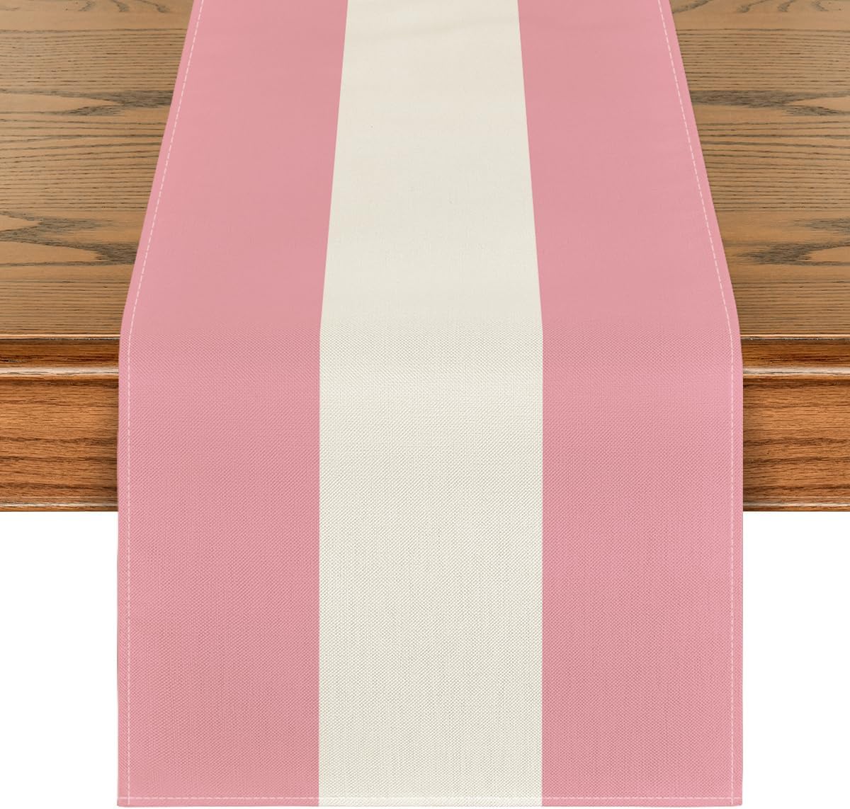 Artoid Mode Pink White Stripes 2026 New Year Christmas Table Runner, Winter Classic Modern Party Kitchen Dining Table Decoration for Home Party Decor 13x72 Inch