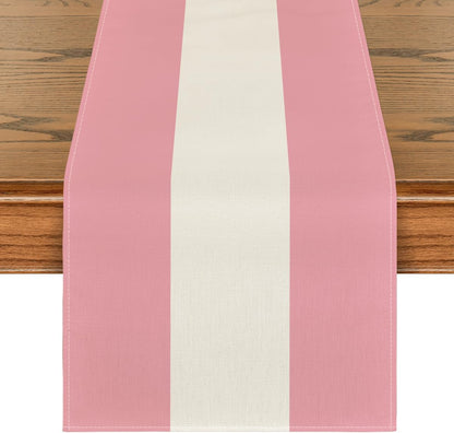 Artoid Mode Pink White Stripes 2026 New Year Christmas Table Runner, Winter Classic Modern Party Kitchen Dining Table Decoration for Home Party Decor 13x72 Inch