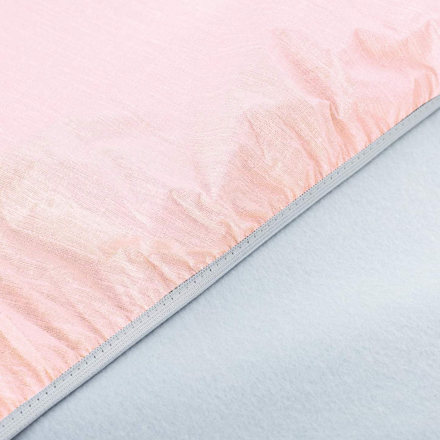 NLMUVW Light Pink Round Fitted Vinyl Tablecloth with Elastic Edge 100% Waterproof Oil Proof PVC Table Cloth Wipe Clean Table Cover for Indoor and Outdoor, 45"- 56"