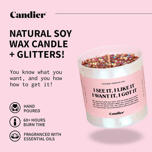 I See It, I Like It Scented Candle, Natural Soy with Orange & Peach Notes, Aromatherapy Candle for Relaxation, Unique Candles Gifts for Women, 60-Hour Burn Time - Candier by Ryan Porter
