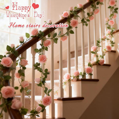 Felice Arts 2 Pack Pink Artificial Flower Garland, Each 6.5FT Fake Rose Vines, Hanging Floral Rose Garland for Wedding Baby Shower Swing Table Home Party Decor