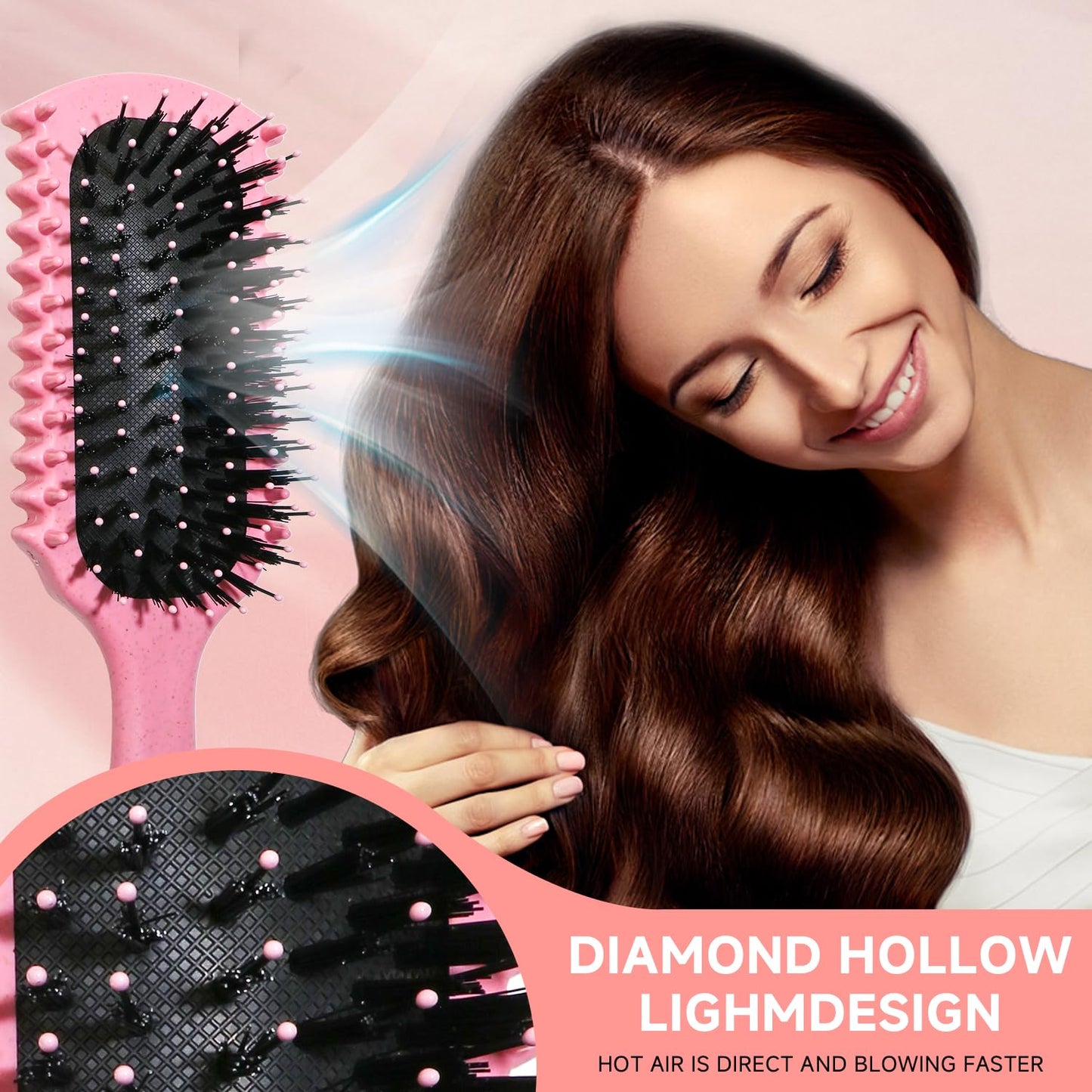 Curl Defining Brush, Curly Hair Brush Products With 3 Pcs Slick Back Hair Brush Set Bristle Brush Edge Control Teasing Comb for women (Pink)