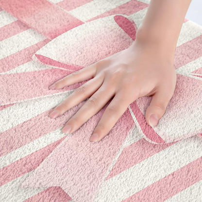 Erosebridal Pink Bowknot Doormat Kawaii Ribbon Bow Bath Mat Cute Bow Tie Bathroom Rugs 16" x 24" Geometric Line Stripe
