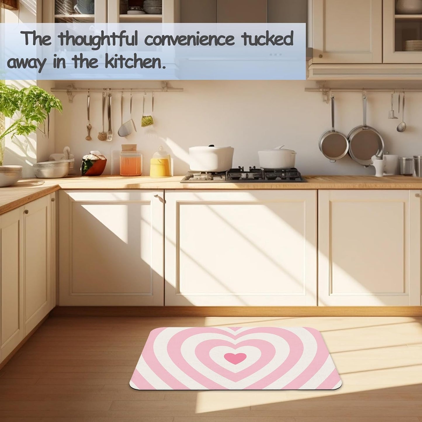 Pink Love Heart Bathroom Rug 29.5"x17", Super Absorbent Fast Drying Bath Mat with Non-Slip Rubber Backing, Thin Low-Profile Easy-Clean Bathroom Floor Mat for Shower or Tub