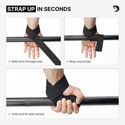 DMoose Fitness Lifting Straps 24" (Pair) - 5mm Padded Durable Wrist Straps for Weightlifting & Powerlifting - Cotton Lifting Strap with Silicone Grip for Men & Women - Deadlift Strap for Gym Workout