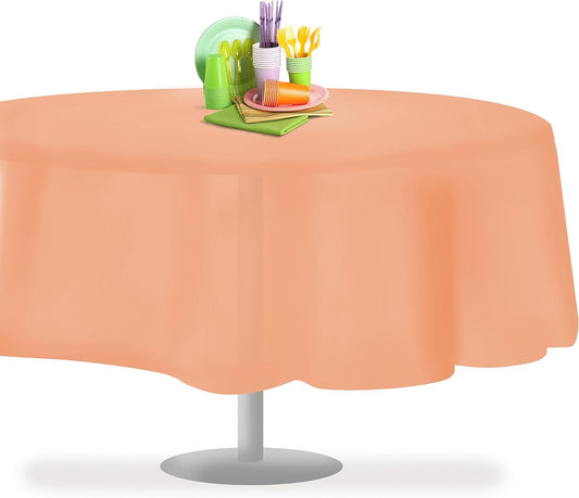 Grandipity Peach 1 Pack Premium Disposable Plastic Tablecloth 84" Inch Round Table Cover