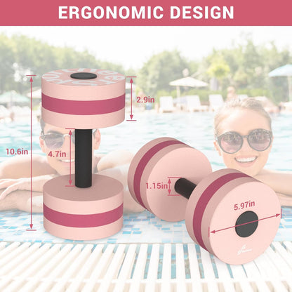Sportneer Water Weights Aquatic Exercise Dumbbells Water Dumbbell Aerobics Workouts Set of 2 EVA Foam Pool Weights Dumbbells Set Aqua Fitness Barbells Equipment for Water Aerobics Weight Loss