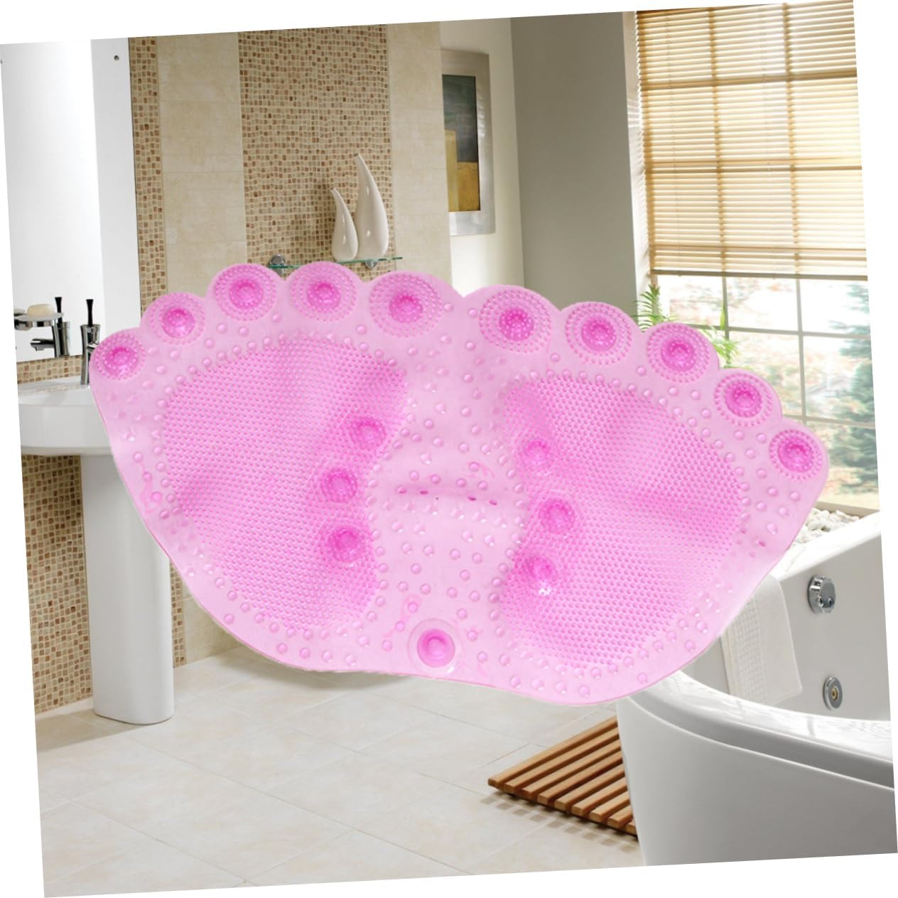 Shower Non-Slip Mat Quick Dry Absorbent Rug Slip Bathroom Mat for Tub Kitchen Floor Pink