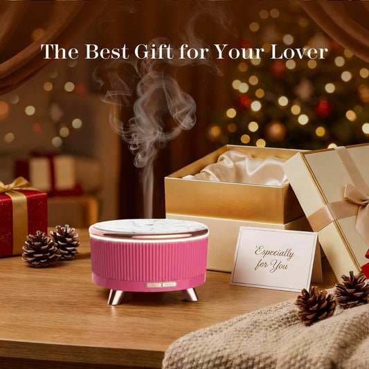 500ML Large Capacity Essential Oil Diffuser, Ultrasonic Aromatherapy Diffuser with 7 Color LED Lights with Remote Control, Cool Mist Humidifier, Timed Mist, Auto Shut-Off (Pink)