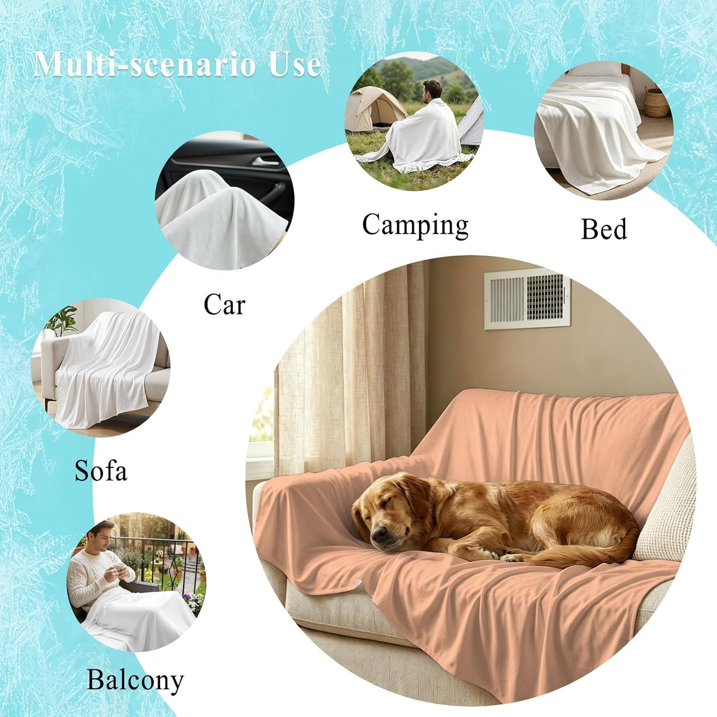 30"x40" Throw Cooling Blanket Peach Fuzz Pink Ice Silk Lightweight Breathable Soft Summer Blanket for Hot Sleepers Couch Bed Sofa Camping Solid Color