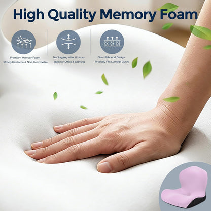 Seat Cushion for Office Chair and Car, L-Shaped Ergonomic Car Seat Cushions, Memory Foam Chair Cushion, Lumbar Support Pillow for Wheelchair, Car, Home, Office, Desk, Pink