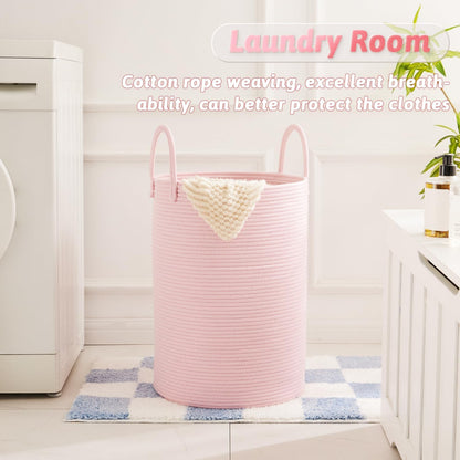 Artfeel Laundry Basket,Woven Cotton Rope Laundry Hamper,60L for Decorative Storage of Dirty Clothes,Toys and Blankets in Bathroom,Baby Room and Living Room