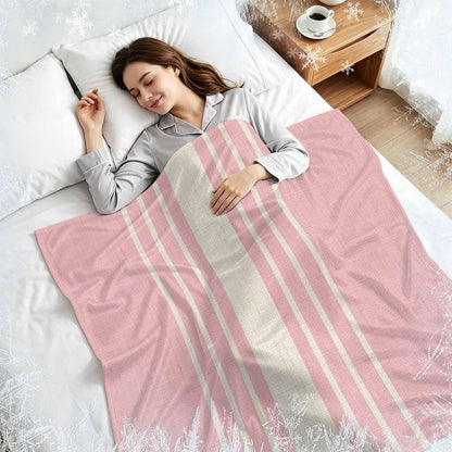Cooling Blanket 30"x40", Modern Vintage Stripe on Linen Summer Cooling Blanket Breathable Lightweight Ice Blankets Pink Background Blankets for Night Sweats