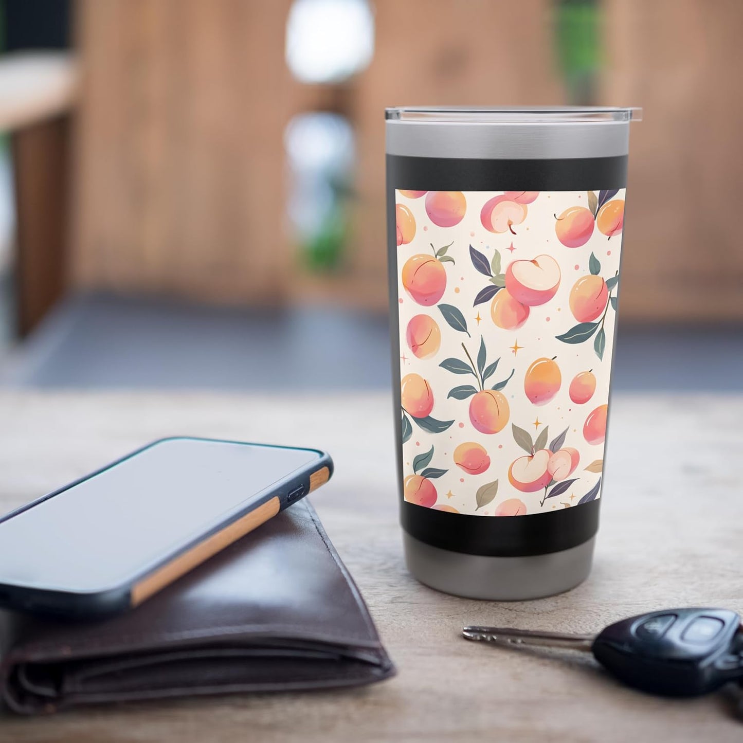 Minimalist Fruit Pattern Art Peach Stainless Steel Insulated Tumbler