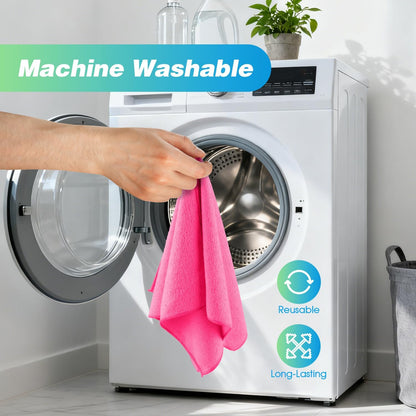HOMEXCEL Pink Microfiber Cleaning Cloth, 24 Pack Absorbent Cleaning Rags, Lint-Free, Streak-Free Cleaning Towels for Car Kitchen House, 12"X11"