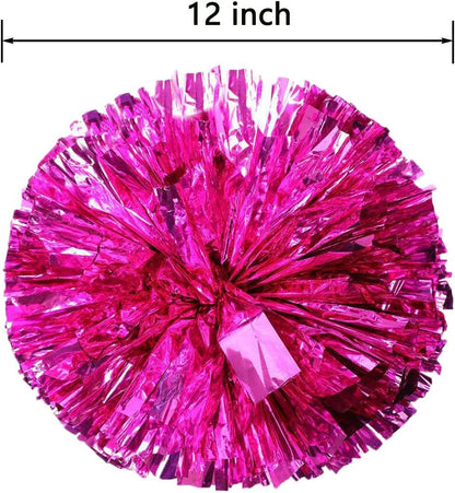 Pom Poms Cheerleading with a White Handle for Sports Party Dance Team Accessories Cheering Squad Spirit (2 Pack Pink).
