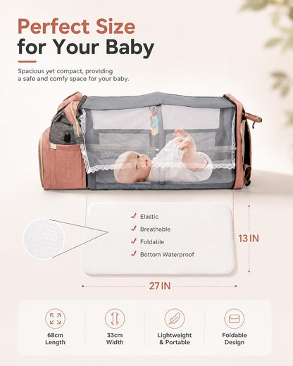 houscly Diaper Bag Backpack with Changing Station: Peach Pink Baby Bags for Girls Boys New Mom Gifts Pañaleras Para Bebe Baby Girl Newborn Essentials Must Haves Baby Shower Gifts Baby Registry