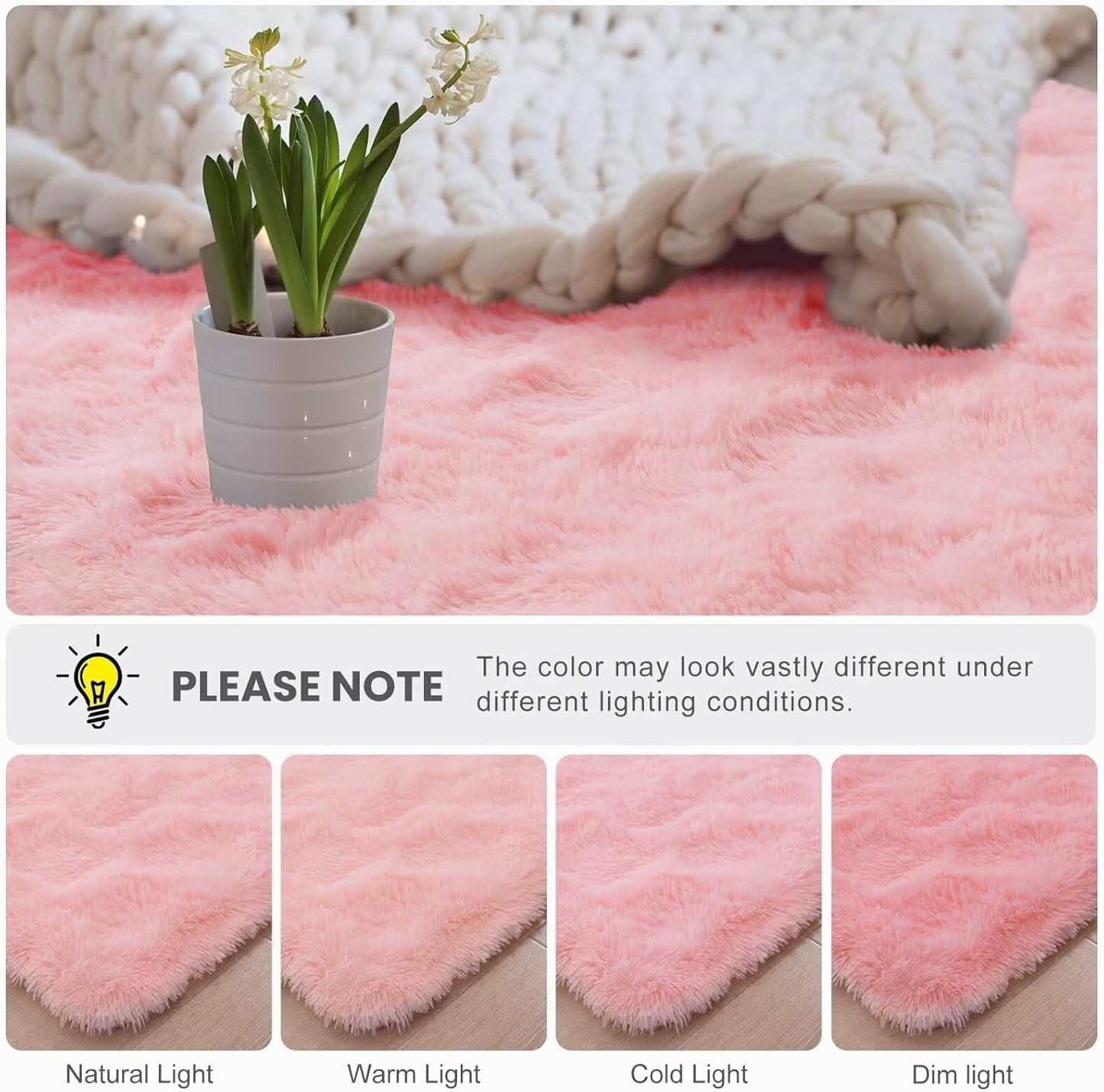 Macgace Small Throw Rugs for Bedroom, 2x3 Light Pink Mini Non-Slip Area Rug, Super Soft Plush Fluffy Carpet Modern Home Decor Aesthetic for Entryway Entrance Nursery Girls Room Dorm Office