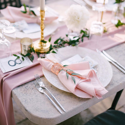 12 Pieces Napkin Rings Holders Handmade Round Mesh Heavy Duty Metal Napkin Rings Holder for Dinner Decoration Dining Table Parties Wedding Christmas (Rose Gold)