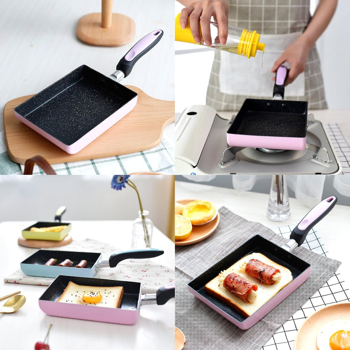Tamagoyaki Japanese Omelette Pan / Egg Pan - Non-stick Coating - Rectangle Frying Pan Mini Frying Pan – Pink