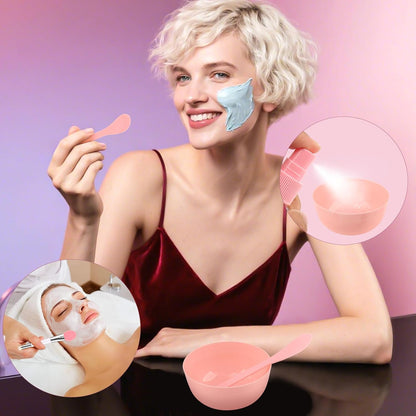 Face Mask Mixing Bowl Set, 16 Pcs DIY Facemask Mixing Tool Kit with Facial Mask Bowl Stick Spatula Silicone Brush (Pink)