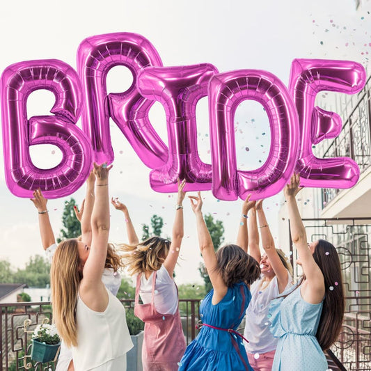 Rose Red Bride Balloons 40 Inch Hot Pink Wedding Letter Balloons for Bachelorette Party Decorations Engagement Party Decoration Wedding Party Supplies Party Balloon Sets-5 Pcs