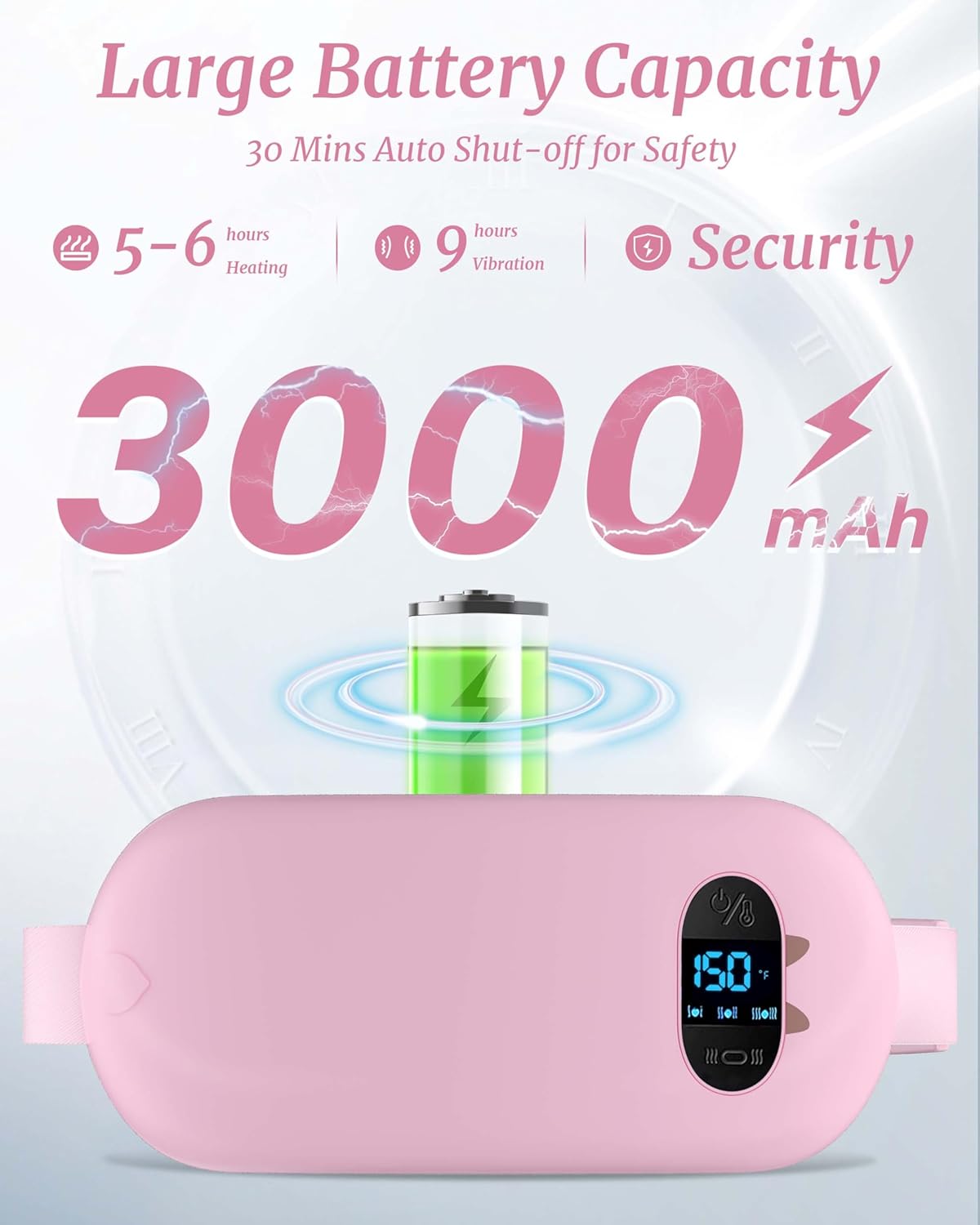 Portable Heating Pad, Upgraded Cordless Electric Fast Heating Pad for Back Belt 6 Heat 6 Vibrating Modes Gifts for Women Girls Her Girlfriend Pink