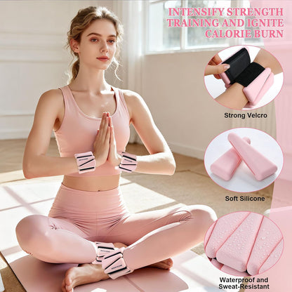 BECOJADDE Ankle Weights Set of 2 (1 lb/2 lb/3 lb Each) Adjustable Wrist Weights for Women Men Wearable Arm Leg Weight for Pilates, Running, Walking, Workout, Yoga