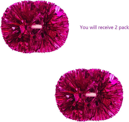 2 Pack Pom Poms Cheerleading, Cheerleading Pom Poms for Girls with Baton Handle, Cheer Pompoms for Sports Team Spirit Cheering, Pompoms Cheerleader Kids