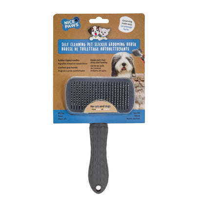 Self Cleaning Slicker Brush - PINK/GREY/BLUE - 1Pc- Pet Grooming Shedding Brush for Dogs and Cats - Remove Loose Undercoat & Tangles - Massaging Tool for Long or Short Hair