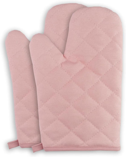 Thermo Heat-Resistant Oven Mitts (2 Pieces) - Superior Protection, Stylish Design | 482°F Heat Resistance, Non-Flammable Fabric-Versatile, (Pink)