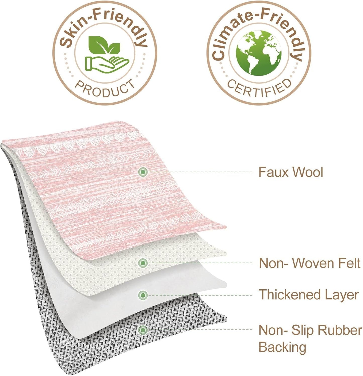 Nakagishi Pink Rugs for Bedroom Girls: 5x7 Washable Boho Large Neutral Area Rug Cute Soft Modern Indoor Floor Non Slip Accent Carpet for Living Room Nursery Kids Playroom Dorm Preppy Baby Room Decor