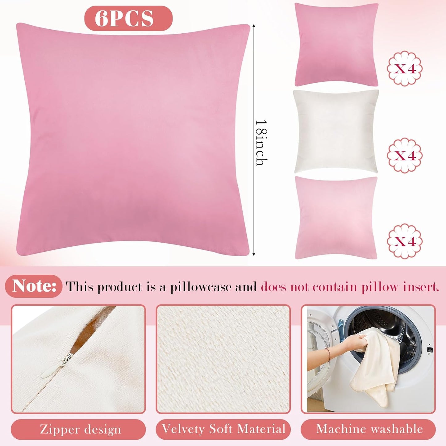 Berlune 12 Pcs Velvet Throw Pillow Covers 18" x 18" Decorative Cushion Cases Soft Pillowcase for Graduation Coquette Party Accessories Couch Sofa Bed Chair Home Decor, No Inserts (Pink Series)