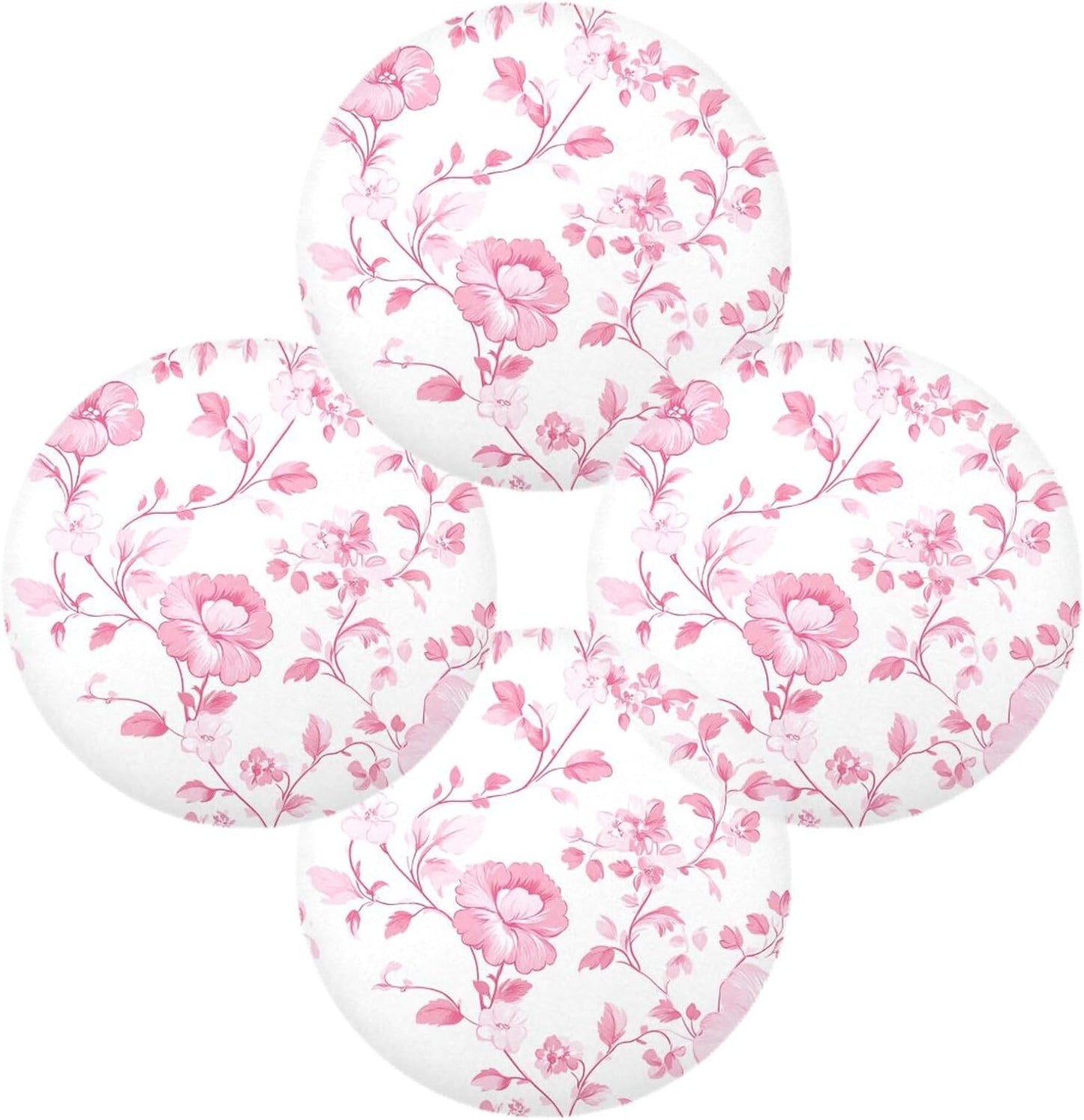 Floral Pattern Peach Round Place mats Reusable placemats platemates for Table Waterproof Place mat Table mats Set of 6 Round 15.4x15.4in