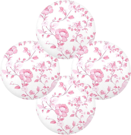 Floral Pattern Peach Round Place mats Reusable placemats platemates for Table Waterproof Place mat Table mats Set of 6 Round 15.4x15.4in