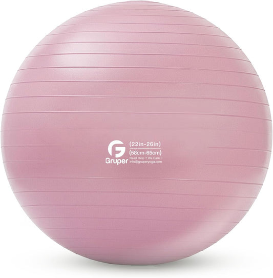 Gruper Exercise Ball, Extra Thick Yoga Ball for Working Out, Yoga & Pregnancy, 4 Sizes Anti-Burst Balance Ball with Foot Pump for Pilates, Physical Therapy & Fitness