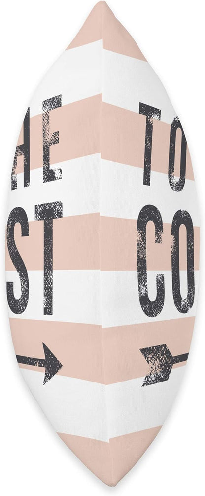 To The Coast - Cute Summer Quote - Pastel Peach Stripe Throw Pillow