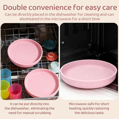 Silicone Dog Cat Shallow Bowl Small Dog Plate for Dry and Wet Food 7″ Flat Non-Slip Puppy Kitten Feeding Dishes Relief Whisker Fatigue, Pink