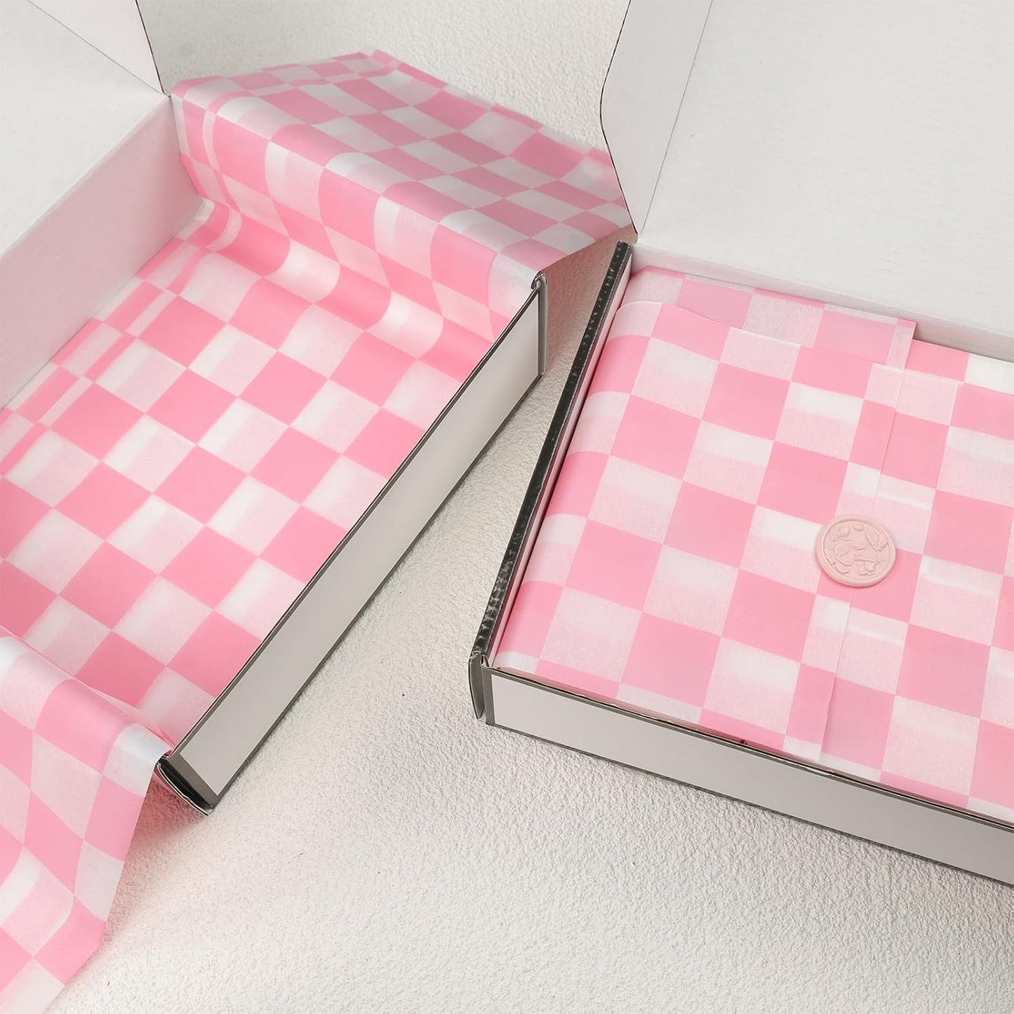UNIQOOO 120 Sheets Checkered Tissue Paper, Dusty Pink Gift Wrapping Paper, Boho Tissue Paper, Art Craft Paper for DIY Crafts Wedding Birthday Baby Shower Party Decorations, 20x 14 Inch