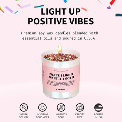 I See It, I Like It Scented Candle, Natural Soy with Orange & Peach Notes, Aromatherapy Candle for Relaxation, Unique Candles Gifts for Women, 60-Hour Burn Time - Candier by Ryan Porter