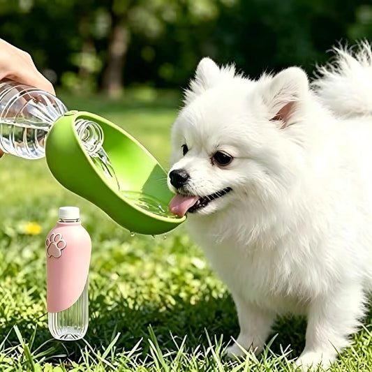2PCS Dog Water Bottle Adapter Portable Silicone Dog Water Dispenser for Standard Water Bottles Leak Proof Outdoor Foldable Pet Water Feeder Bowl Dog Cat Walking Hiking Travel (Pink+Green)