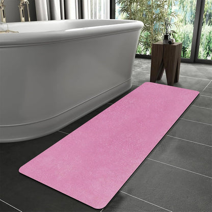 Extra Long Bath mat Diatomaceous Earth Bath mat Super Absorbent Quick Dry Non Slip Bathroom Mat Thin Runner Mat Rug Fit Under Door-Shower Rug for in Front of Bathtub Shower, Pink, 23.6"x66.9"