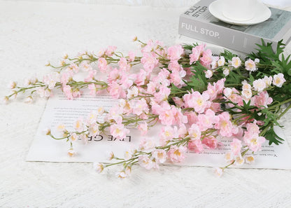 Delphinium Artificial Flowers and Eucalyptus Stems Combo, 6PCS Long Stem Faux Flowers for Tall Vase,Silk Larkspur for Engagement Party Wedding Baby Shower Home Seasonal Decoration(Light Pink)
