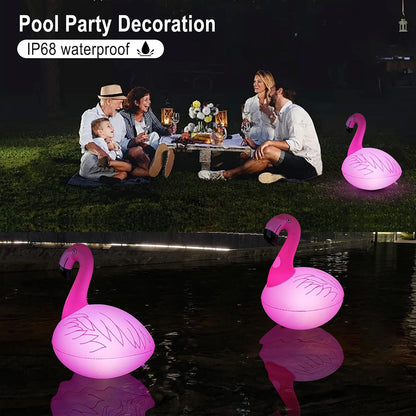 c ootway Floating Pool Lights Pack of 2, Solar Flamingo Pool Lights Waterproof, Glow in The Dark Solar Floating Pool Lights, Inflatable Floating Lights for Pool Wedding Party Decorations