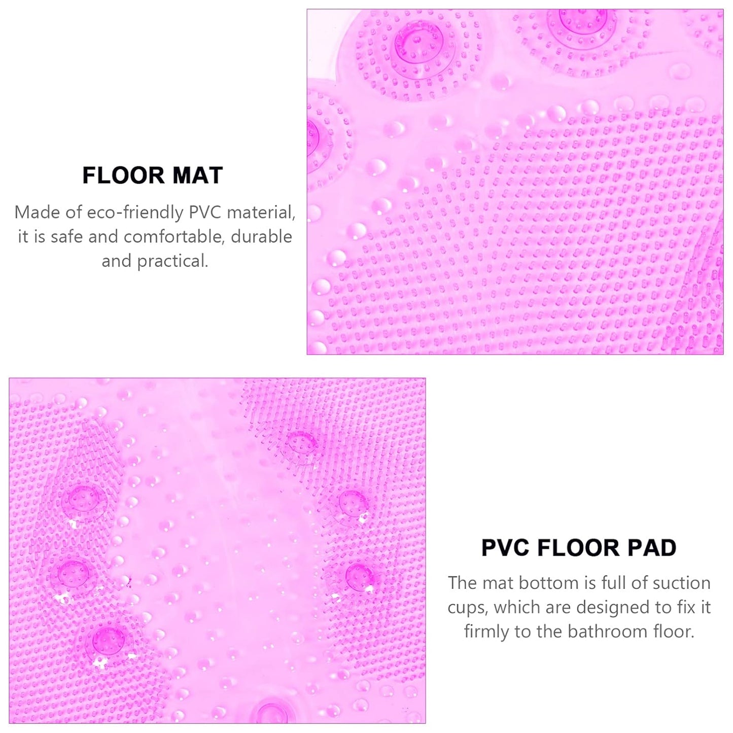 Mobestech Bathroom Non-Slip Mat Foot Pad Mat with Suction Cups Anti-Skid Floor Elderly Safety Bathing Pad PVC