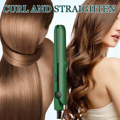 Upgrade 2024 New 2-in-1 Mini Curling Wand and Flat Iron for Women's Short and All Hair Types (Pink)